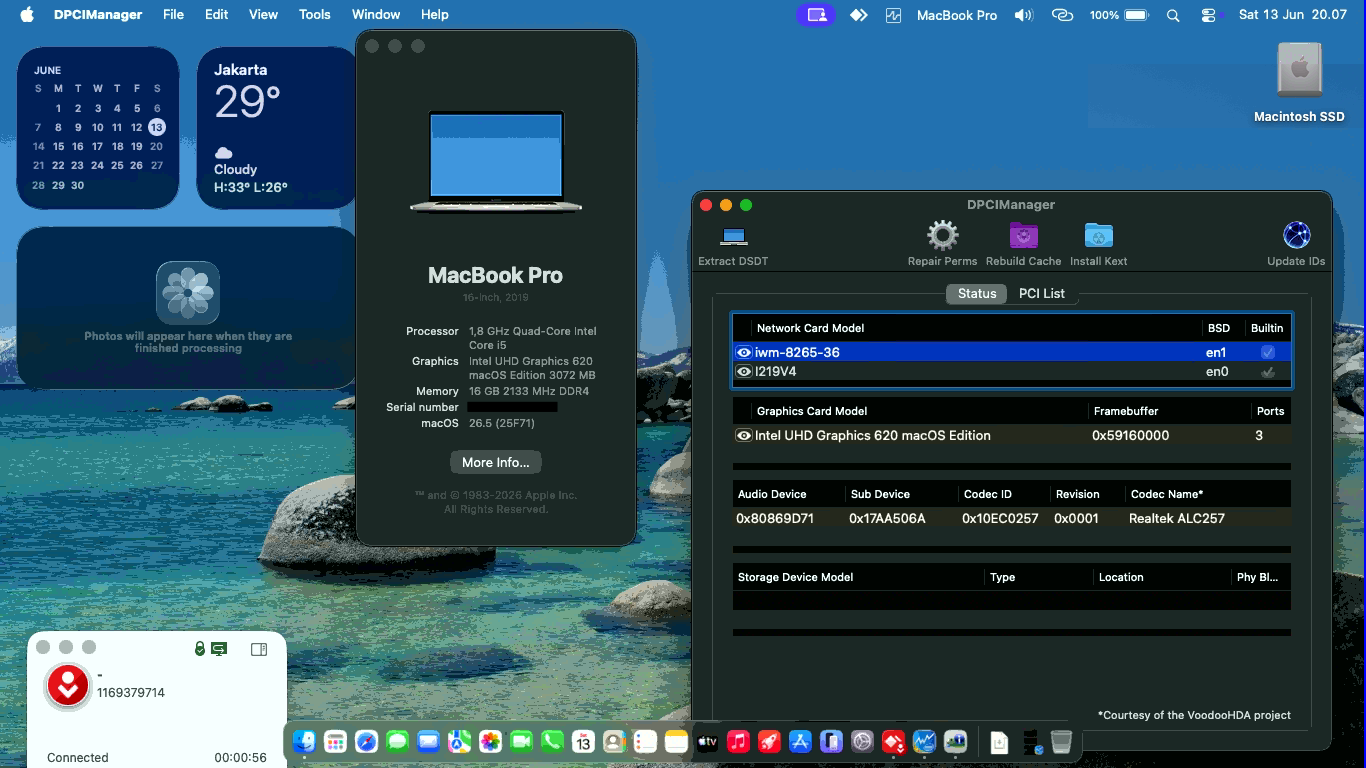 Success Hackintosh macOS Tahoe 26.5 Build 25F71 on Lenovo ThinkPad L480